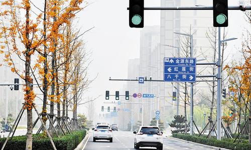 近日拍摄的雄安新区容东片区乐民街。 本报记者 刘光昱摄